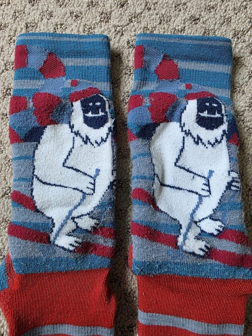 Smartwool Kids Yeti Washed Crew Socks in Blue, Red, White